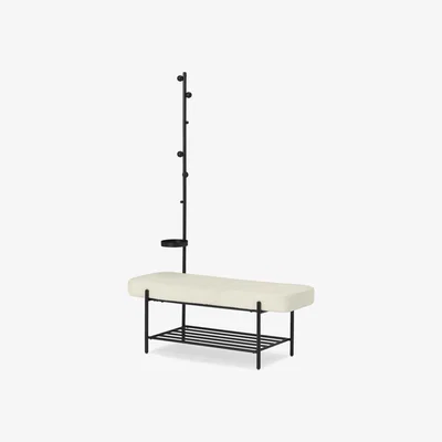 Made.com Asare Hallway Storage Bench, Whitewash Boucle & Black