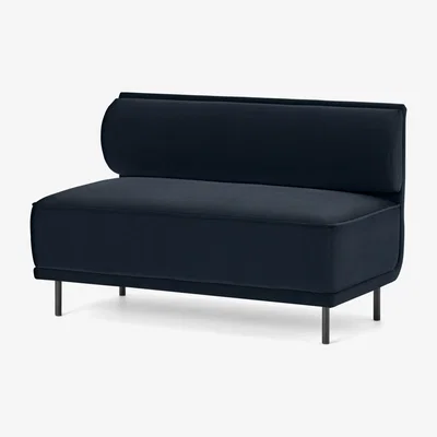 Made.com Bozzelli Wide Dining Bench, Moonlight Blue Velvet
