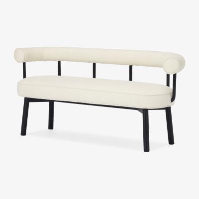 Made.com Arais Dining Bench, Whitewash Boucle with Black Legs