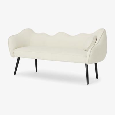 Made.com Alix Dining Bench, Whitewash Boucle with Black Legs