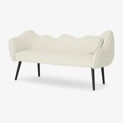 Made.com Alix Dining Bench, Whitewash Boucle with Black Legs