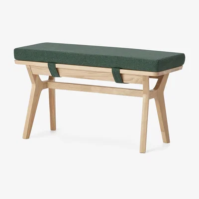 Made.com Jenson End-of-Table Dining Bench, Bay Green & Oak