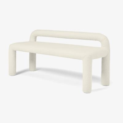 Made.com Cyla Low Back Dining Bench, Whitewash Boucle