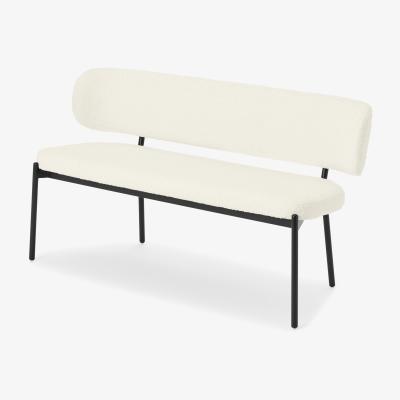 Made.com Asare Dining Bench, Whitewash Boucle with Black Legs