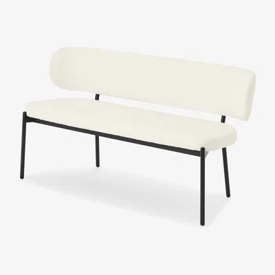 Made.com Asare Dining Bench, Whitewash Boucle with Black Legs