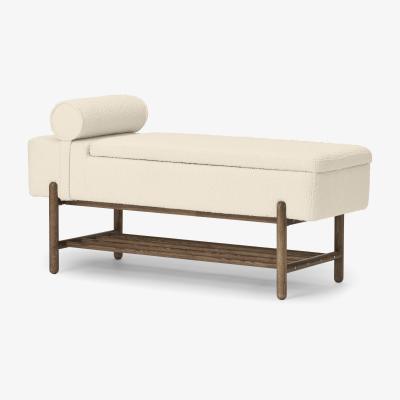 Made.com Assim Storage Bench, Whitewash Boucle & Dark Stain Oak