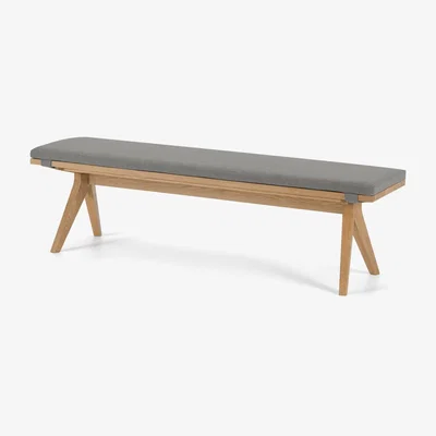Made.com Wingrove Dining Bench, French Oak & Cool Grey