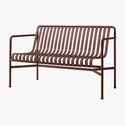 Made in Design Palissade Bench with backrest metal red / L 128cm - R & E Bouroullec - Hay