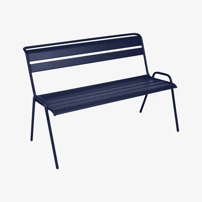 Made in Design Monceau Bench with backrest - / 2 to 3 seats - L 116 cm by Fermob Blue