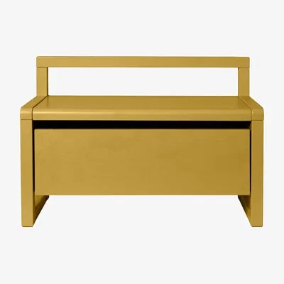 Made in Design Little Architect Children's bench wood yellow / Storage with sliding drawer - L 60 cm - Ferm Living