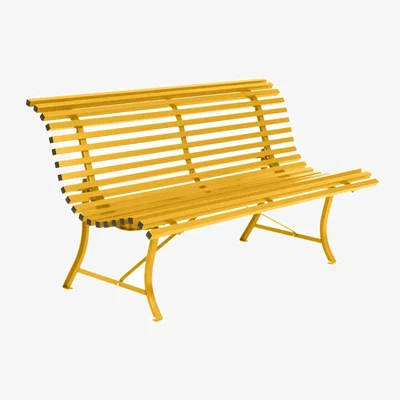 Made in Design Louisiane Bench with backrest metal yellow / L 150 cm - Metal - Fermob