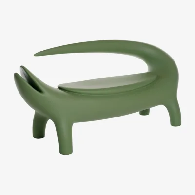 Made in Design Big Kroko Bench plastic material green / L 167 cm - Polyethylene / 2 seats - Slide