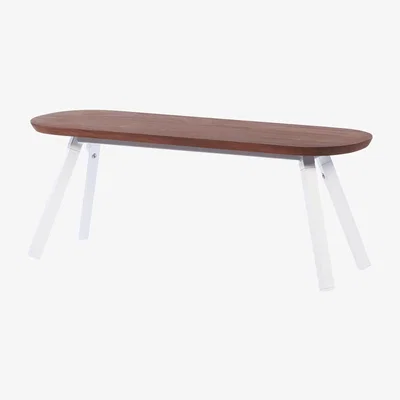 Made in Design Y&M Bench - Wood & metal  / L 120 cm by RS BARCELONA White/Natural wood