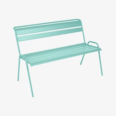 Made in Design Monceau Bench with backrest - W 116 cm - 2 to 3 guests by Fermob Blue