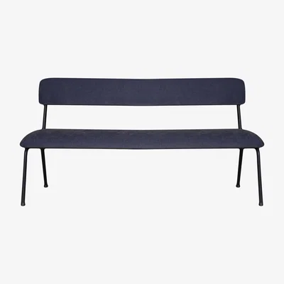 Made in Design Le Tube Large Bench with backrest - / Fabric - L 160 cm by Maison Sarah Lavoine Blue