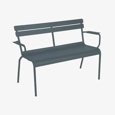 Made in Design Luxembourg Bench with backrest metal grey / 2 seats - L 131 cm - Fermob