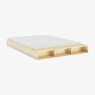 Made in Design Merge Double bed natural wood / For mattress 160 x 200 cm - Bench / Storage integrated - KARUP DESIGN