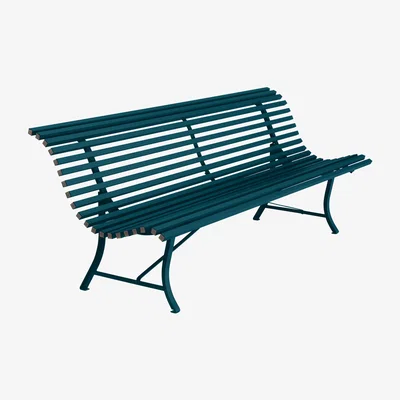 Made in Design Louisiane Bench with backrest - / L 200 cm - Metal by Fermob Blue