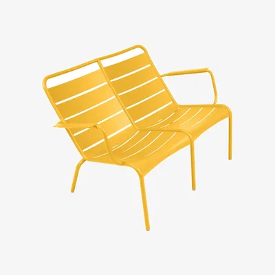 Made in Design Luxembourg Duo Bench with backrest metal yellow / 2 seats - W 119 cm - Fermob