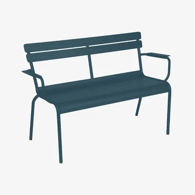 Made in Design Luxembourg Bench with backrest metal blue / 2 seats - L 131 cm - Fermob