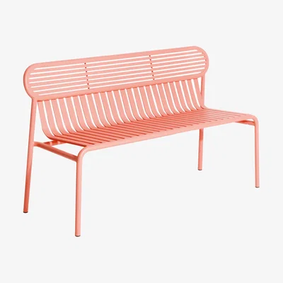 Made in Design Week-end Bench with backrest metal orange / Aluminium - L 121 cm - Petite Friture