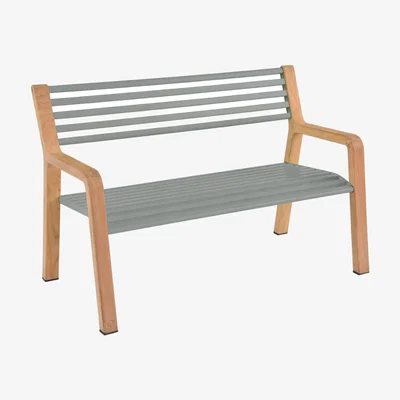 Made in Design Bench with backrest Somerset metal wood / Wood & metal - L 122 cm - Fermob