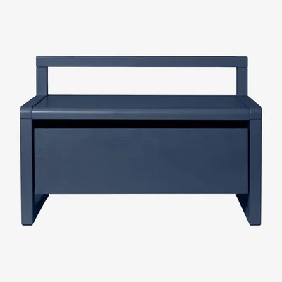 Made in Design Little Architect Children's bench wood blue / Storage with sliding drawer - L 60 cm - Ferm Living