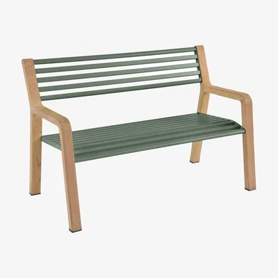 Made in Design Somerset Bench with backrest metal wood green / L 122 cm - Fermob