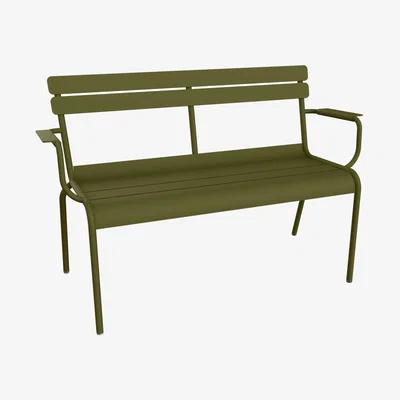 Made in Design Luxembourg Bench with backrest metal green / 2 seats - L 131 cm - Fermob