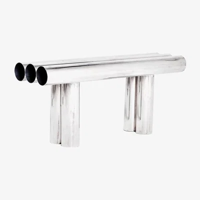 Made in Design Septem Bench - / Aluminium tubes - L 100 cm by Axel Chay Grey/Silver/Metal