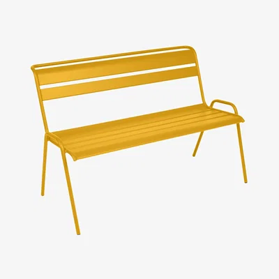 Made in Design Monceau Bench with backrest metal yellow / 2 to 3 seats - L 116 cm - Fermob