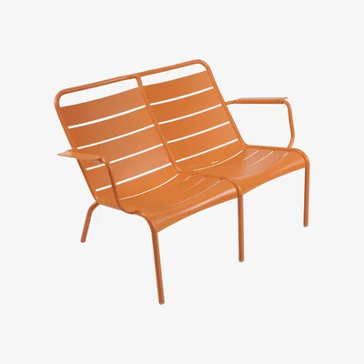 Made in Design Luxembourg Duo Bench with backrest - 2 seats by Fermob Orange