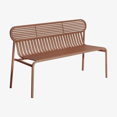 Made in Design Week-end Bench with backrest - / Aluminium - L 121 cm by Petite Friture Brown
