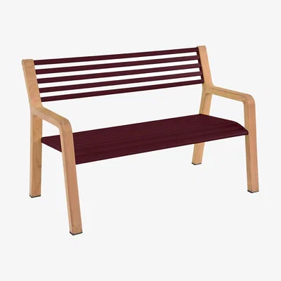 Made in Design Somerset Bench with backrest metal wood red / L 122 cm - Fermob