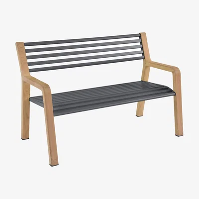 Made in Design Somerset Bench with backrest metal wood black / L 122 cm - Fermob