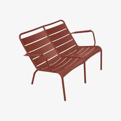 Made in Design Luxembourg Duo Bench with backrest - / 2 seats - L 119 cm by Fermob Red/Brown