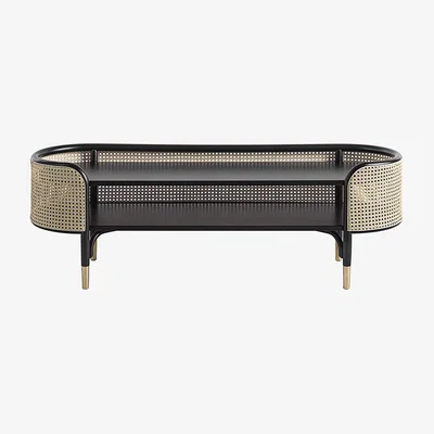 Made in Design Mos Bench - / L 136 cm - Caning & wood by Wiener GTV Design Black/Beige