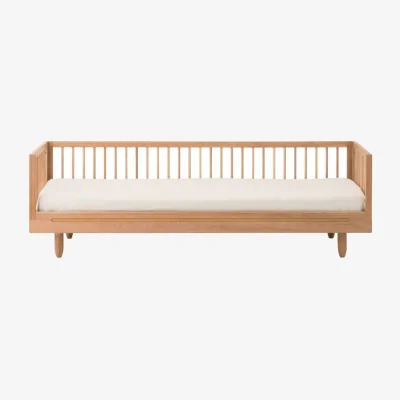 Made in Design Pure Bed for 1 person natural wood / Bench - 92 x 207 cm - 3 bar mountings - NOBODINOZ