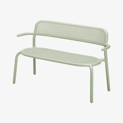 Made in Design Toní Bankski Bench with backrest - / L 127 cm - Perforated aluminium by Fatboy Green