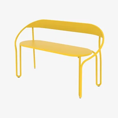 Made in Design Huggy Bistro Bench with backrest - / Aluminium - 2 people / L 117 cm by Maiori Yellow