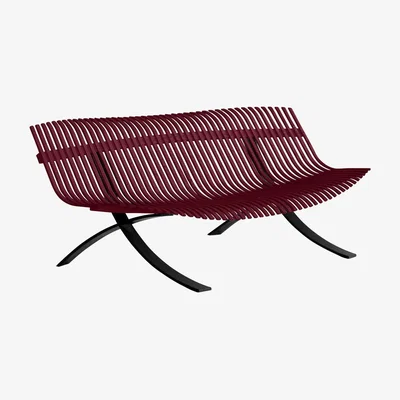 Made in Design Charivari Bench with backrest - / 6 people - L 246 cm / Metal by Fermob Red