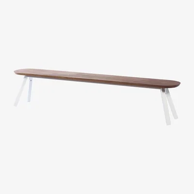 Made in Design Y&M Bench - Wood & metal / L 220 cm by RS BARCELONA White/Natural wood