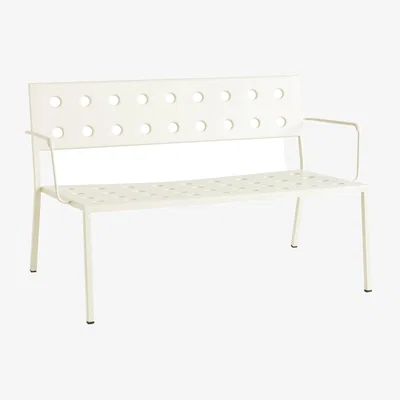 Made in Design Bench with backrest Balcony Lounge metal / With armrests - L 121.5 cm - Hay