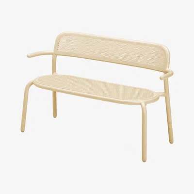 Made in Design Toní Bankski Bench with backrest - / L 127 cm - Perforated aluminium by Fatboy Beige