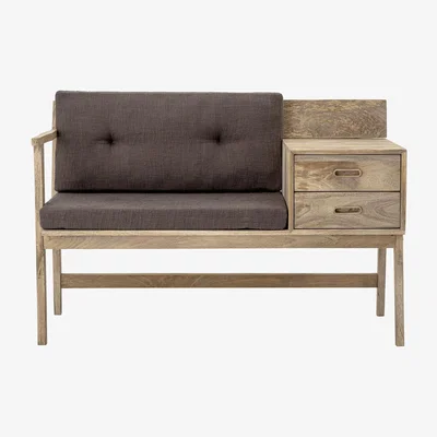 Made in Design Bench - / Cushions included - 2 drawers by Bloomingville Grey/Natural wood