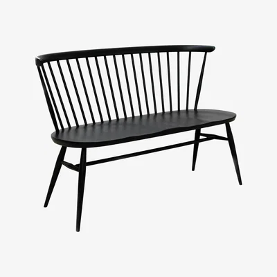 Made in Design Love Seat Bench with backrest - Reissue 1955 by Ercol Black