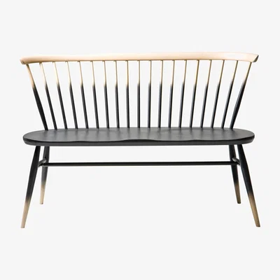 Made in Design Love Seat Bench with backrest - 117 cm - 1955 Reissue by Ercol Black/Natural wood