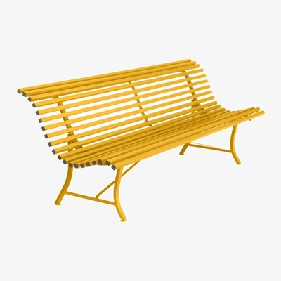 Made in Design Louisiane Bench with backrest metal yellow / W 200 cm - Metal - Fermob