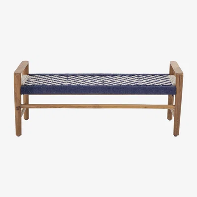 Made in Design Salme Bench - / Teak & cotton cords by Bloomingville Blue