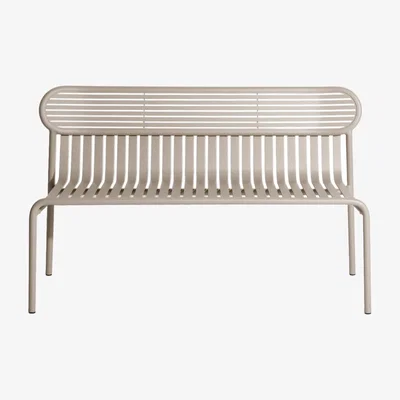 Made in Design Week-end Bench with backrest metal beige / Aluminium - L 121 cm - Petite Friture